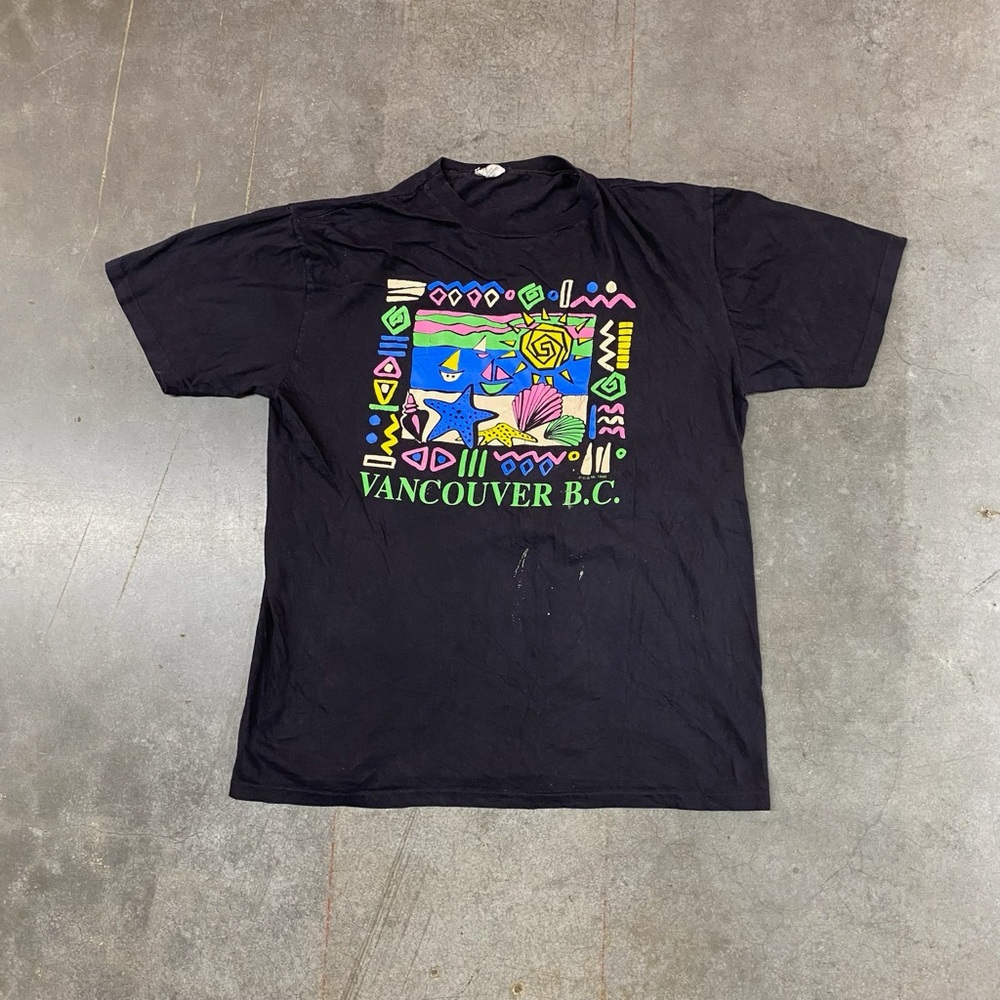 Vintage Vancouver‎ BC Graphic T Shirt Black Souvenir Tee Size XL